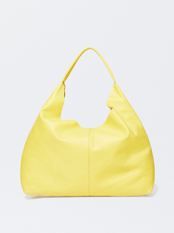 Online Exclusive - Leather Shoulder Bag, Yellow, hi-res