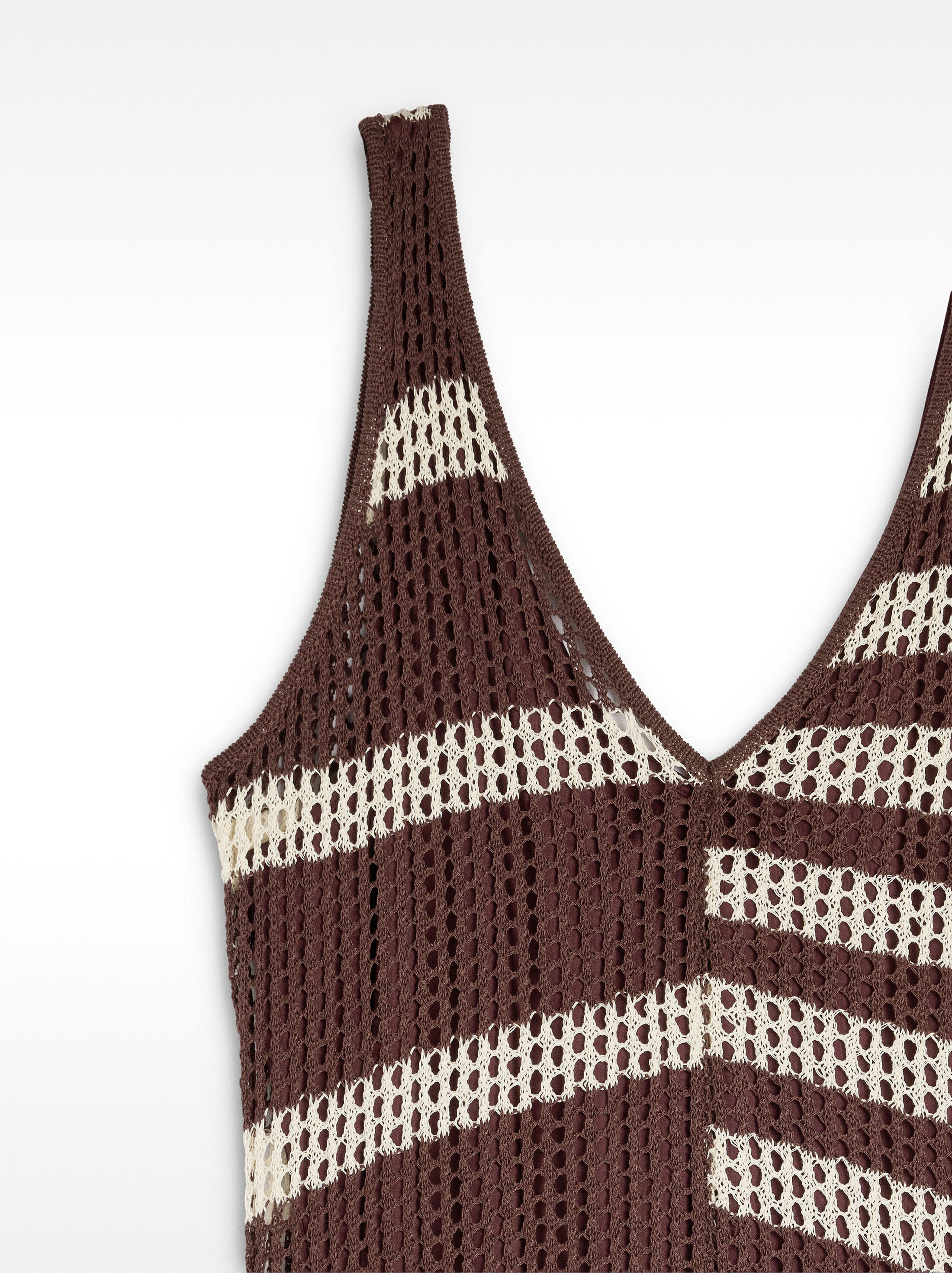 Striped knit dress with fringes image number 6.0