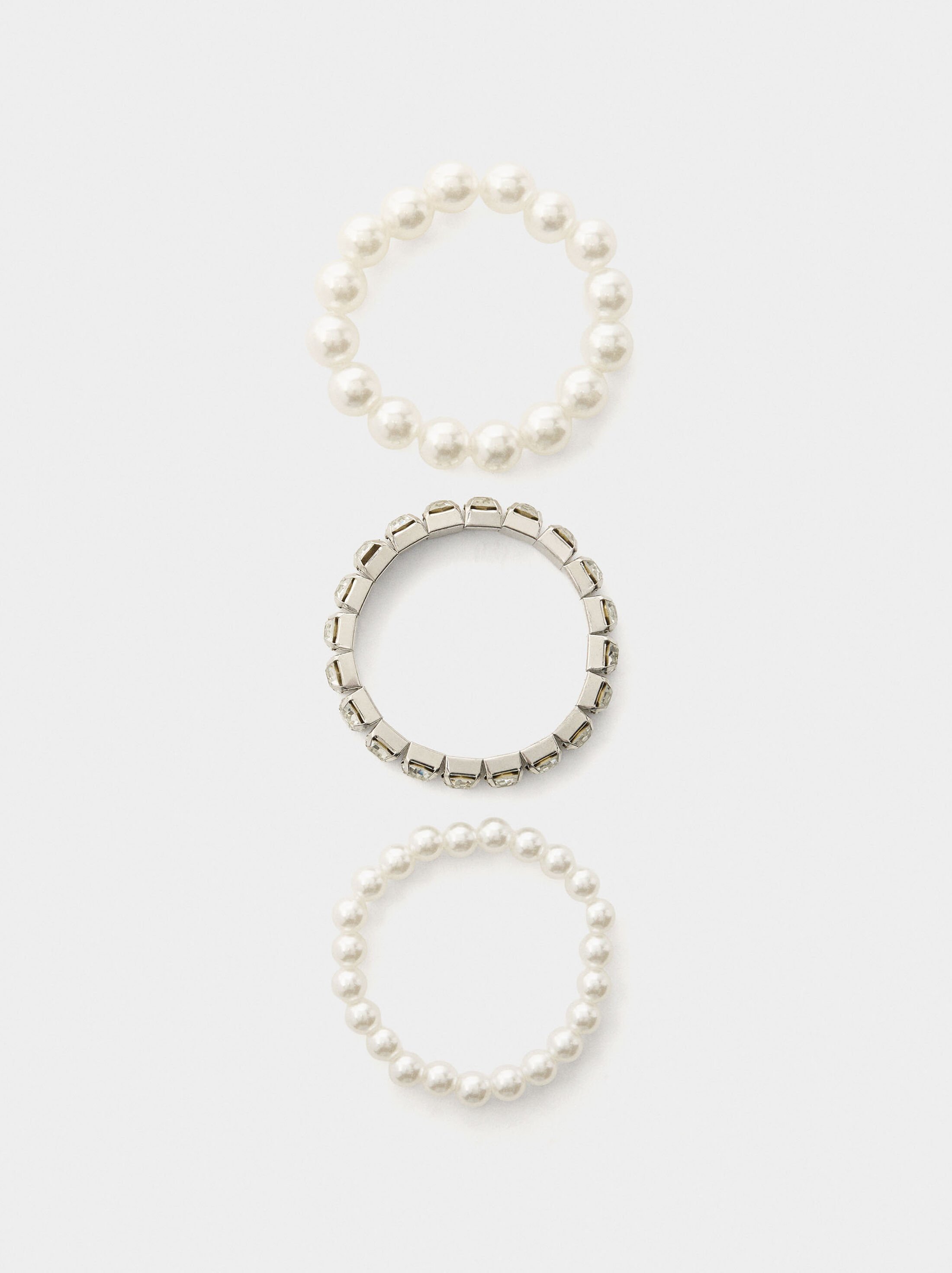 Set of elastic bracelets with crystals image number 2.0