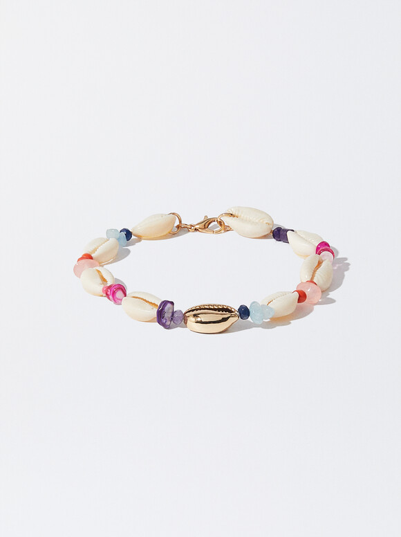 Anklet Bracelet With Shells, Multicolor, hi-res
