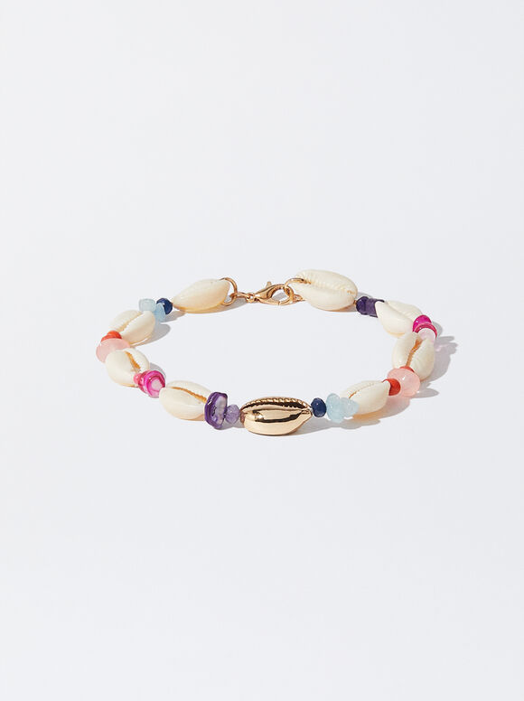 Anklet Bracelet With Shells, Multicolor, hi-res