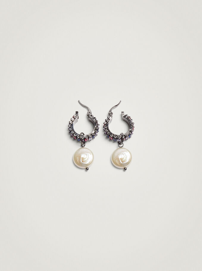 Earrings With Fresh Water Pearl, Multicolor, hi-res