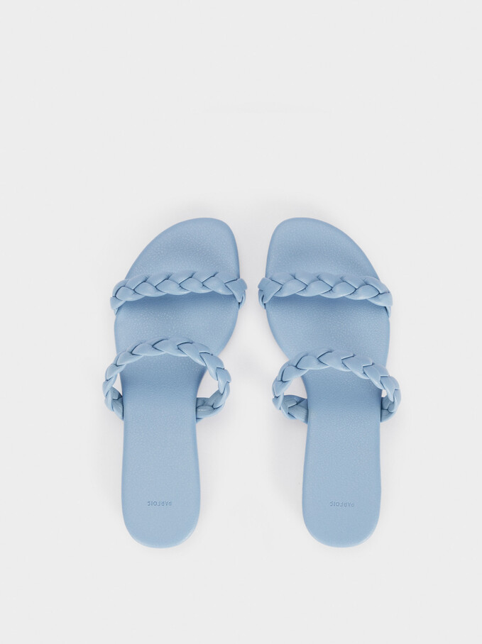 Flat Sandals With Braided Straps, Blue, hi-res