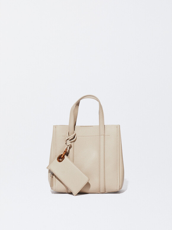 Tote Bag Avec Pendentif, Marron, hi-res
