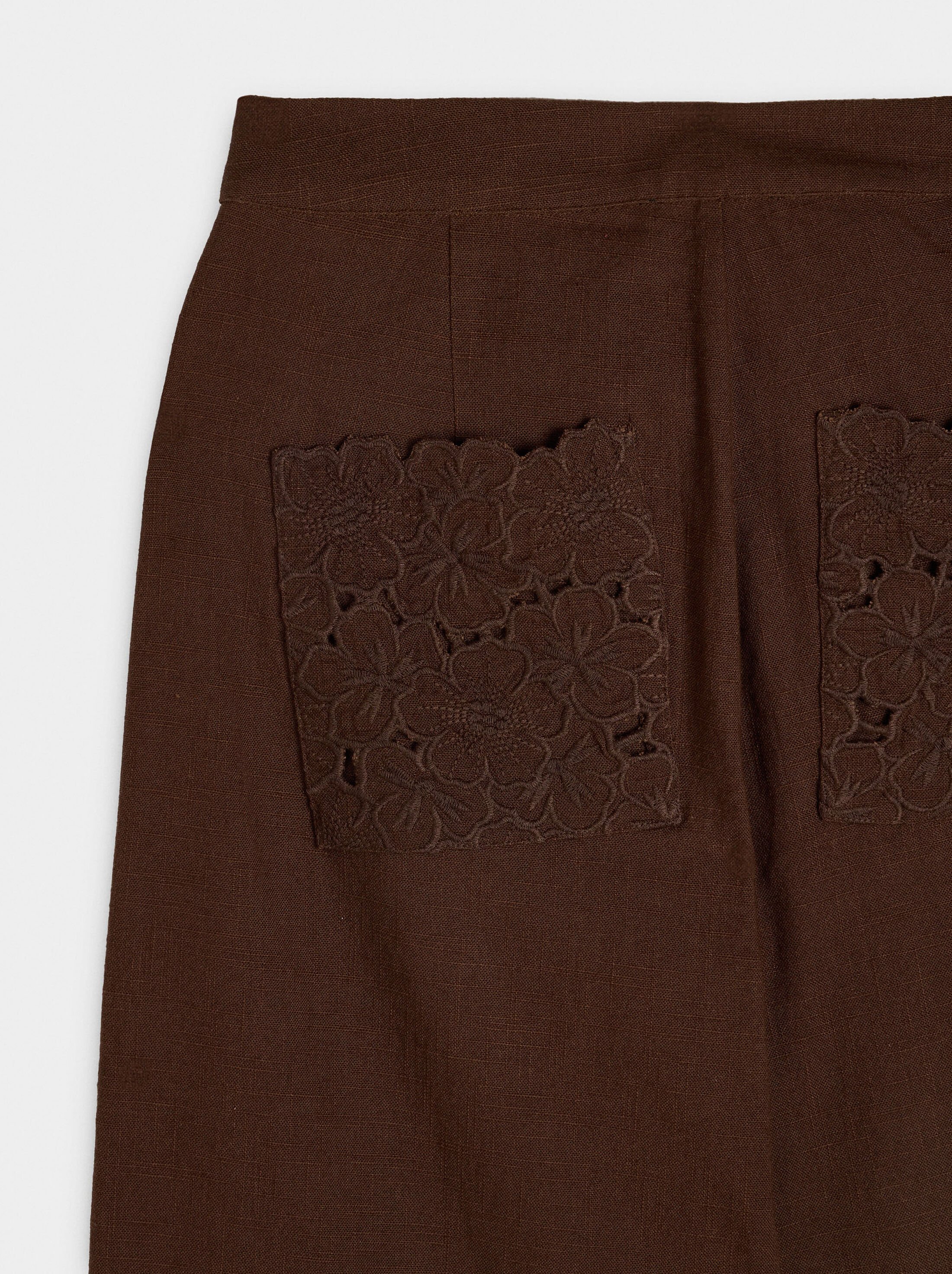 Trousers with embroidery 100% cotton  image number 5.0