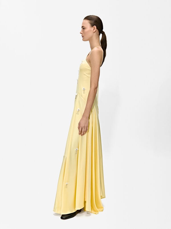 Long satin halter dress