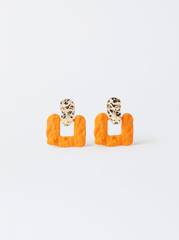 Earrings With Matte Effect, Orange, hi-res