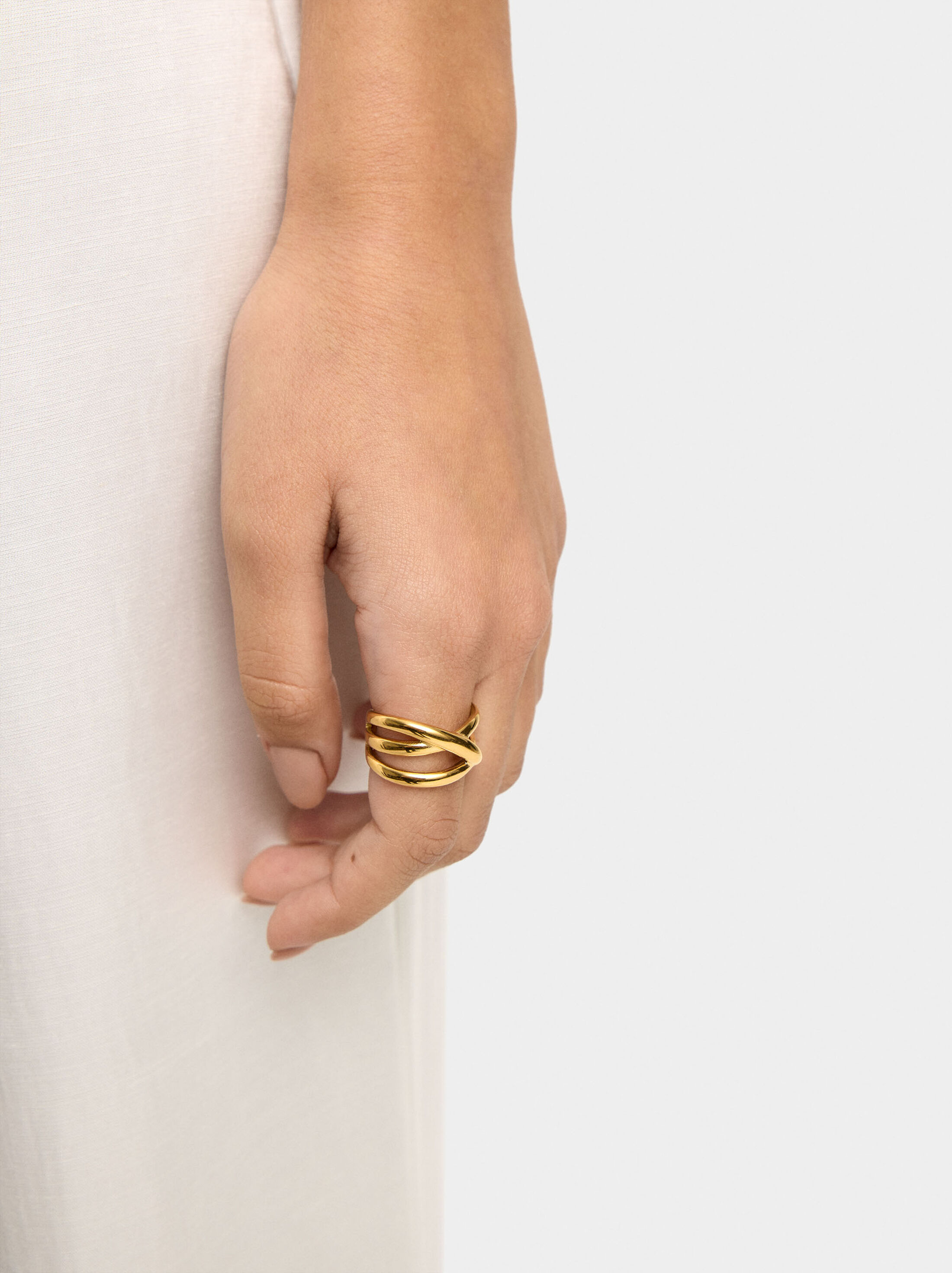 Triple crossed ring - stainless steel image number 1.0