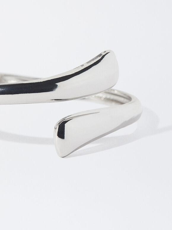 Steifes Silbernes Armband, Silber, hi-res