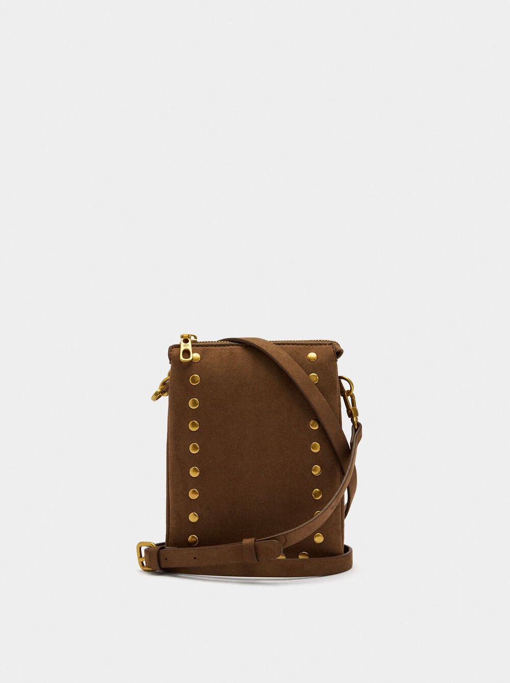 Borsa tracolla in texture con borchie
