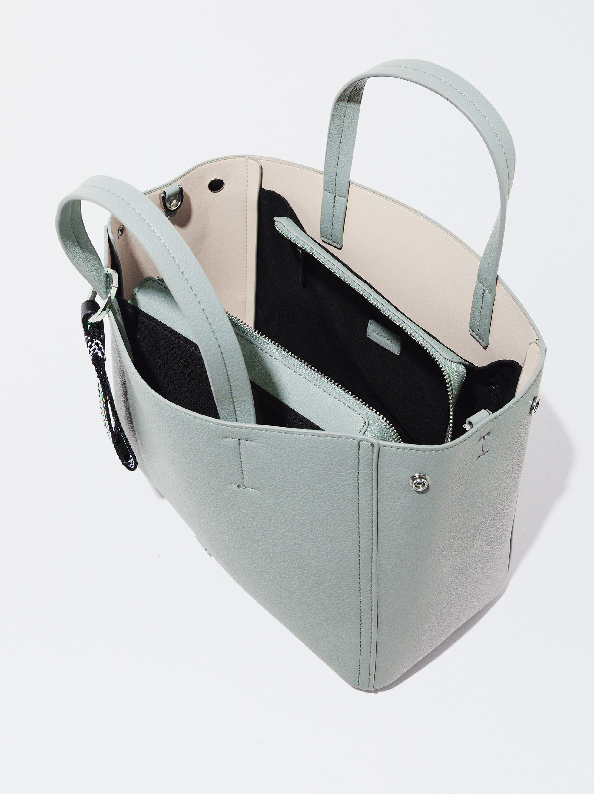 Tote Bag With Pendant Green Parfois