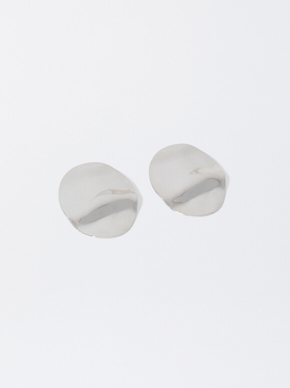 Embossed Silver Earrings, Silver, hi-res