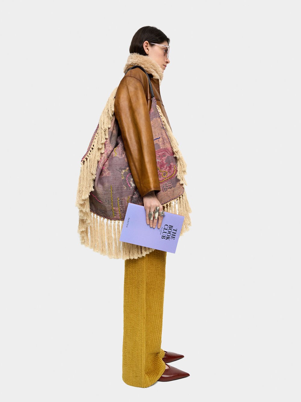Leather jacket with topstitching