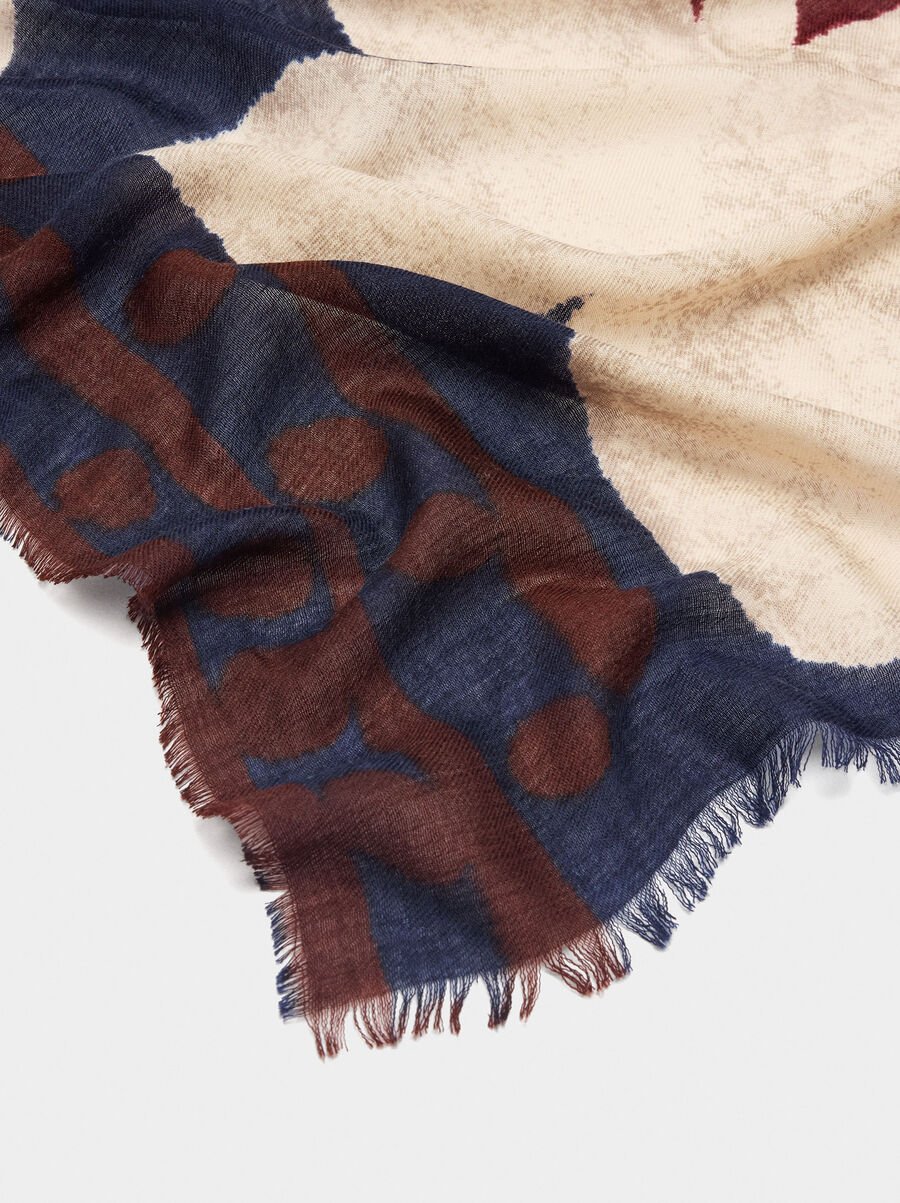 Printed scarf with wool
