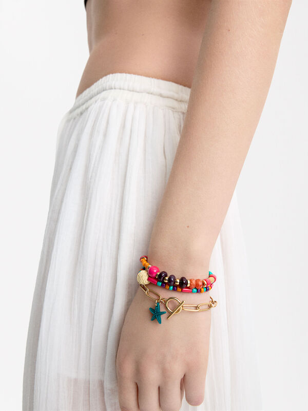 Multicolor elastic bracelet set