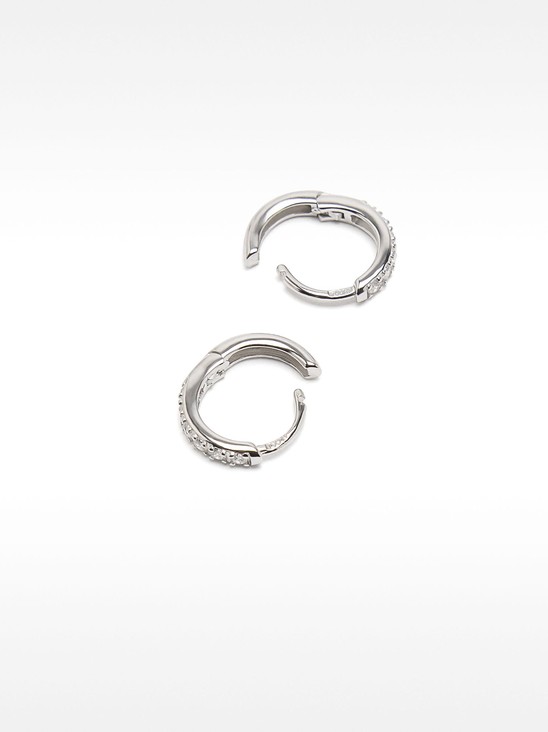 929 SILVER PERSONALISED HOOP EARRINGS WITH ZIRCONIAS image number 3.0