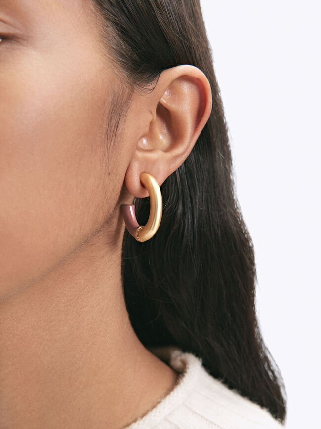 Enameled Gold Hoop Earrings image number 1.0