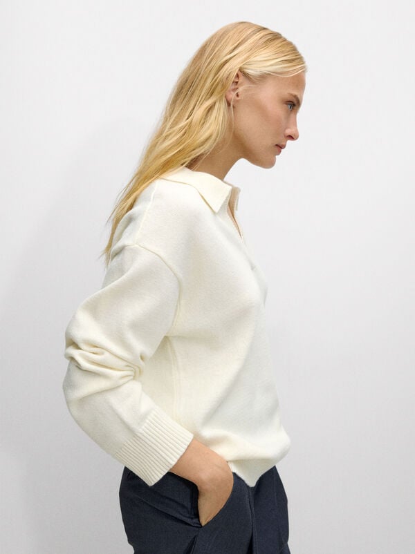 Wool sweater with a V-neck