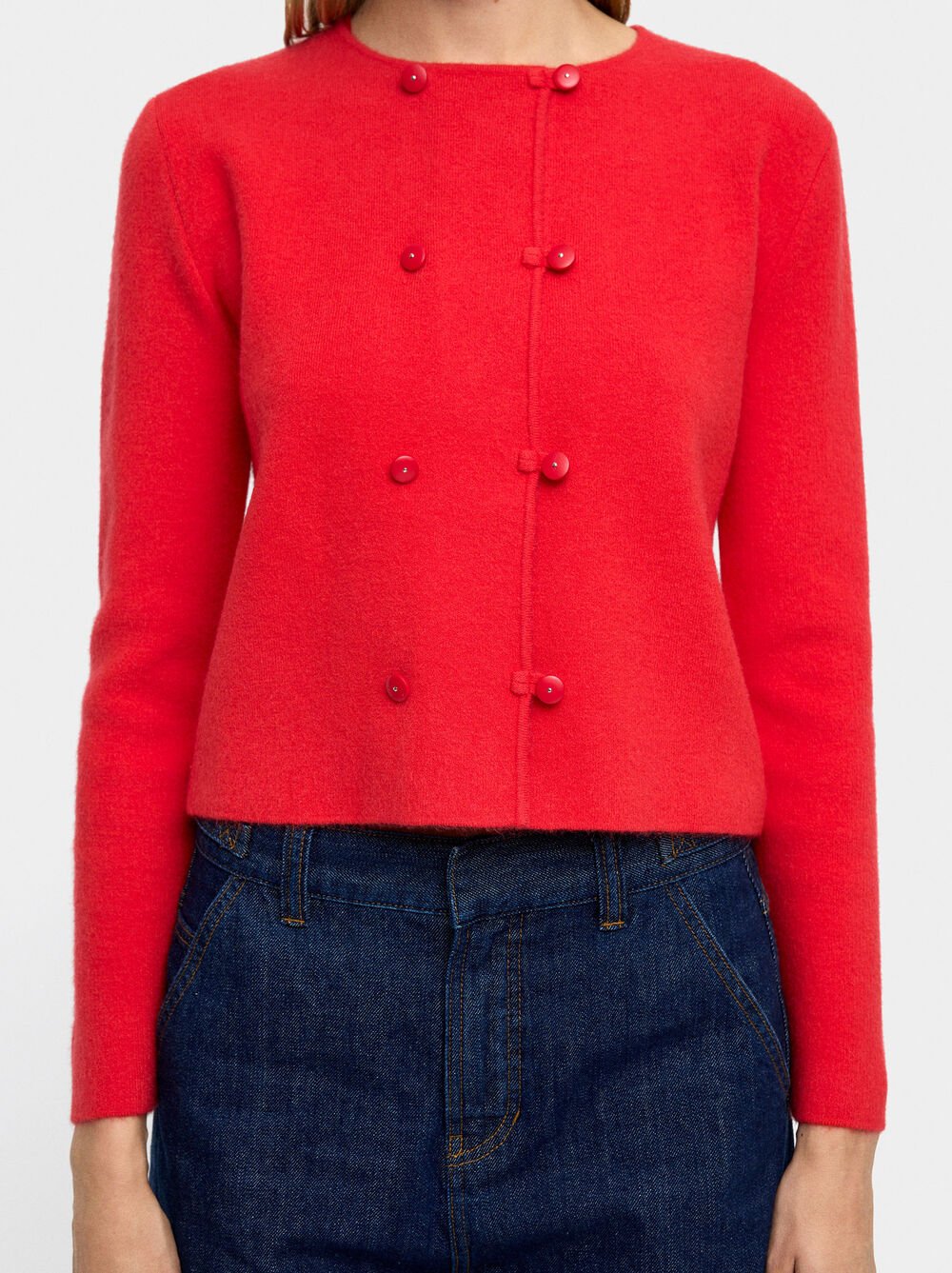 Knit cardigan with double buttons