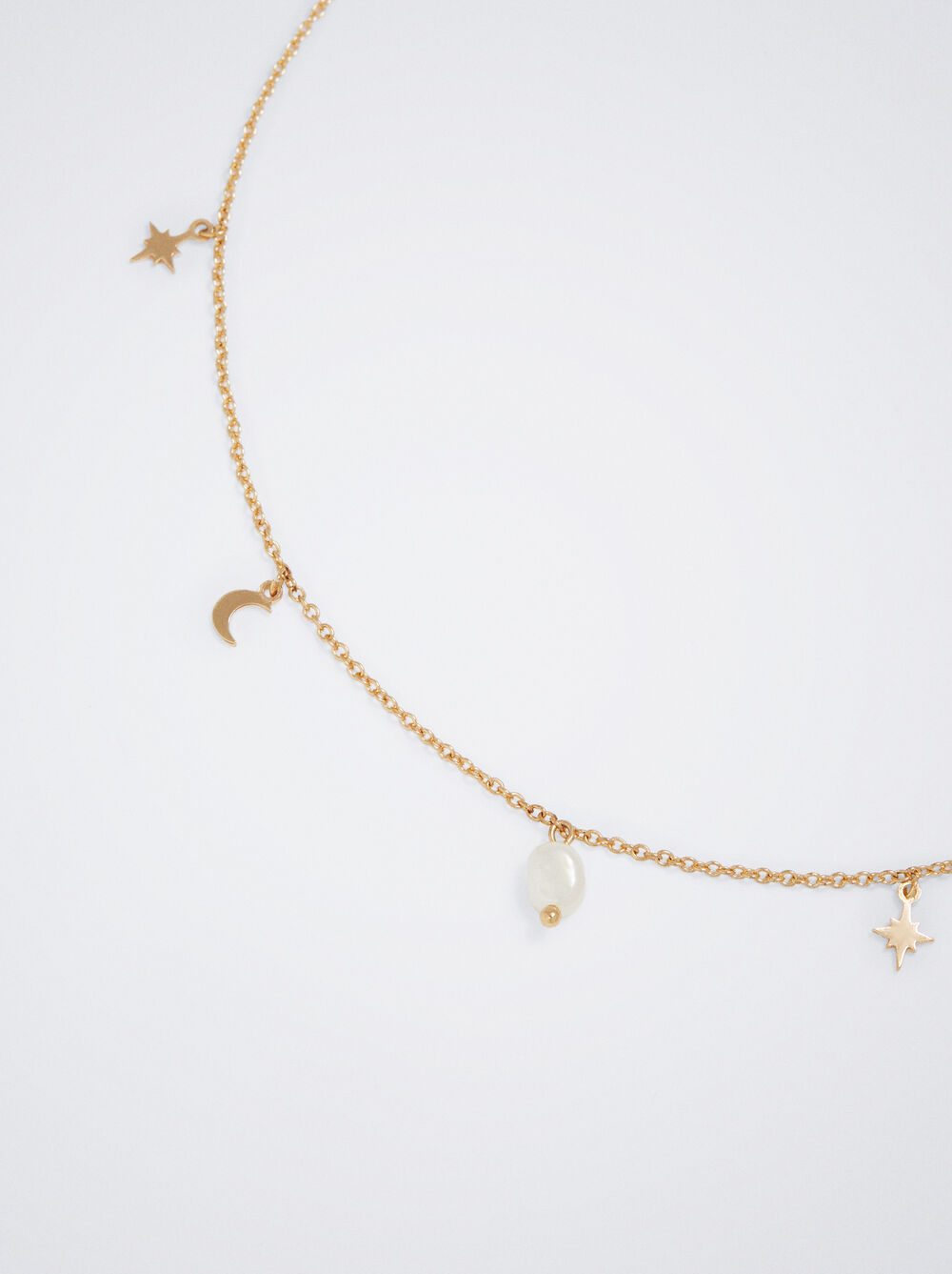 Golden Necklace With Pearl And Moon