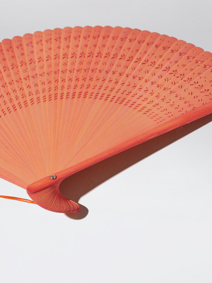 Bamboo Perforated Fan, Pink, hi-res