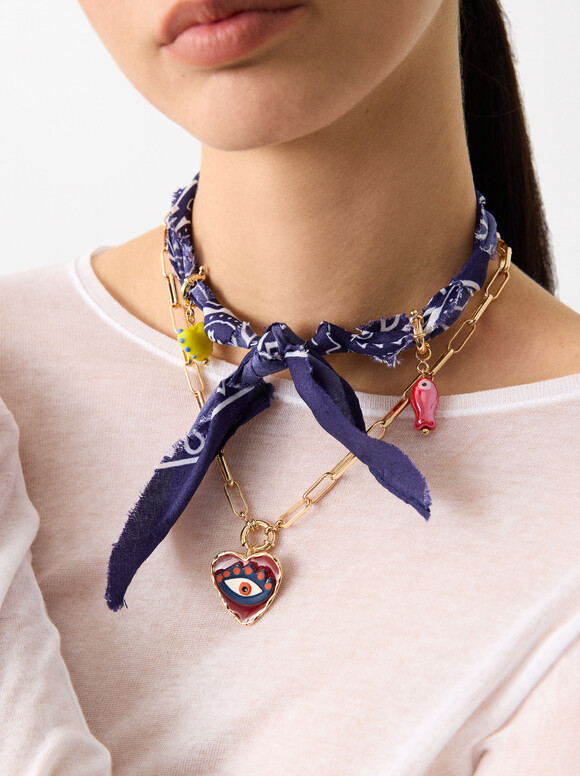 Scarf Necklace Set, Multicolor, hi-res
