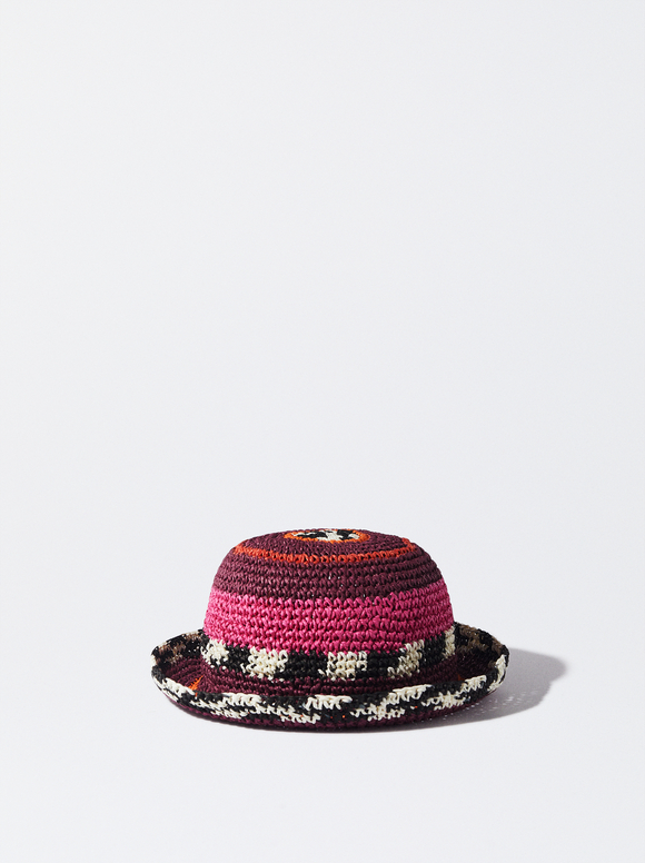 Bucket Hat Mit Raphia-Textur, Mehrfarbig, hi-res