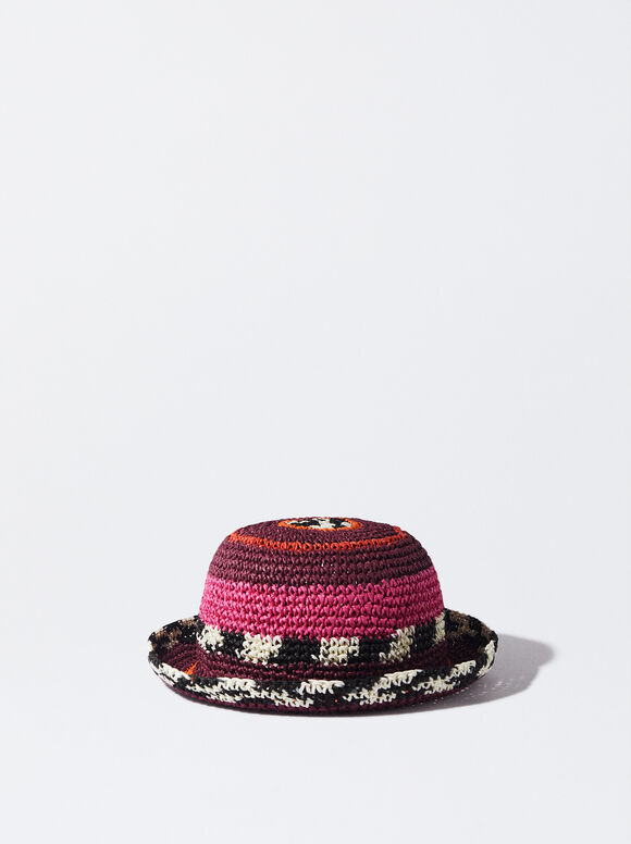 Pleciony Kapelusz Bucket Hat, Wielokolorowy, hi-res
