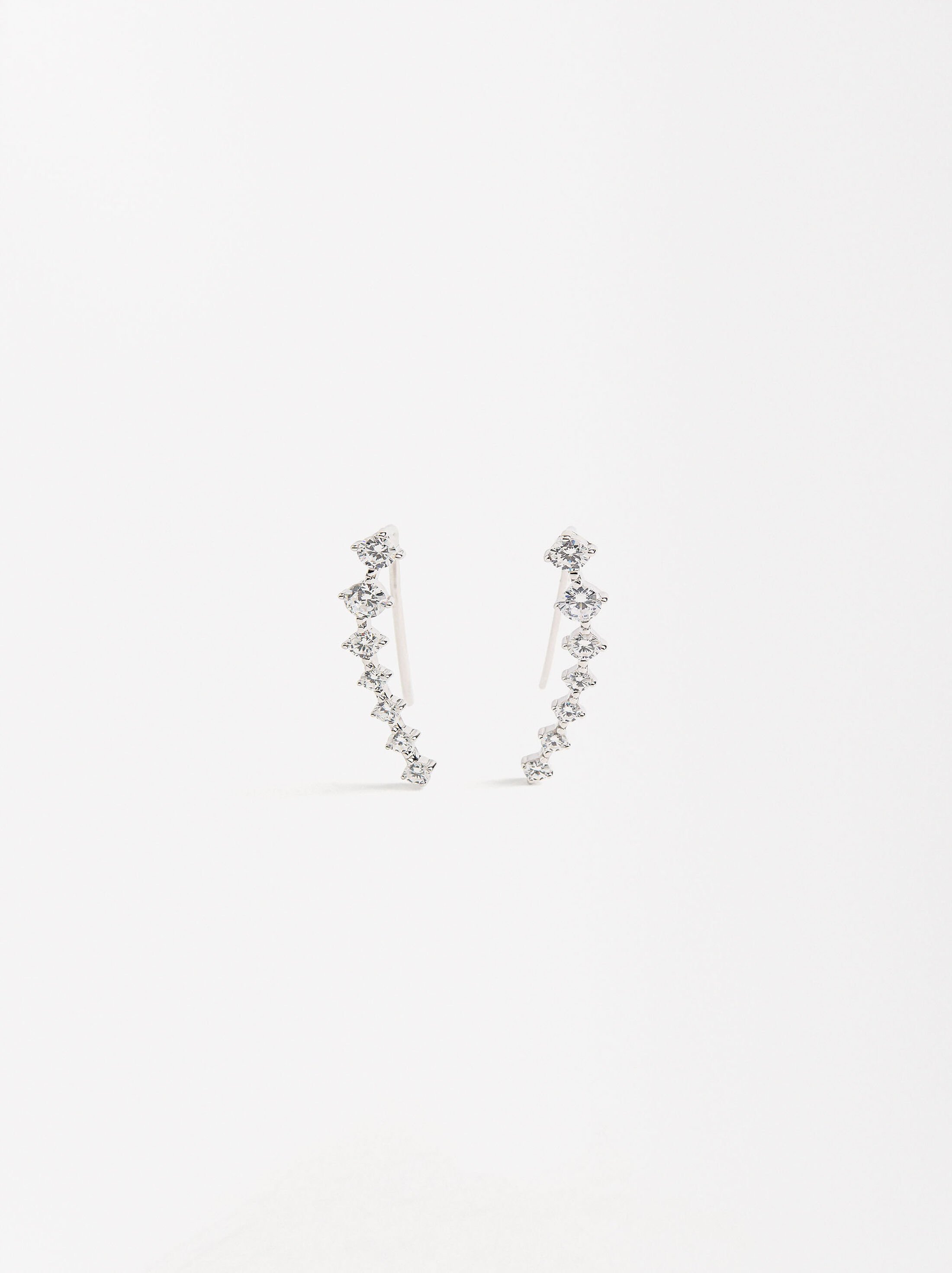 Pendientes alargados con circonias - plata de ley 925 image number 0.0