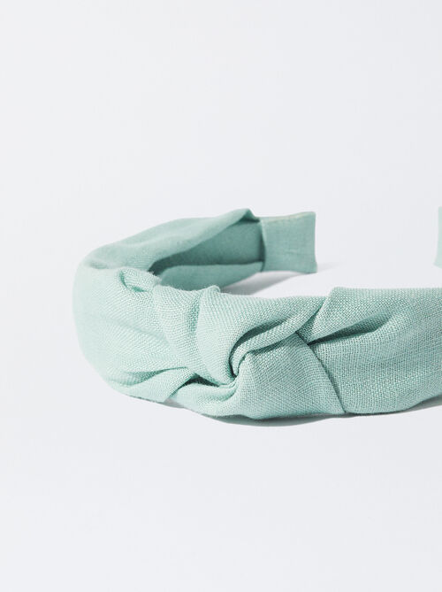 Linen Wide Headband With Knot