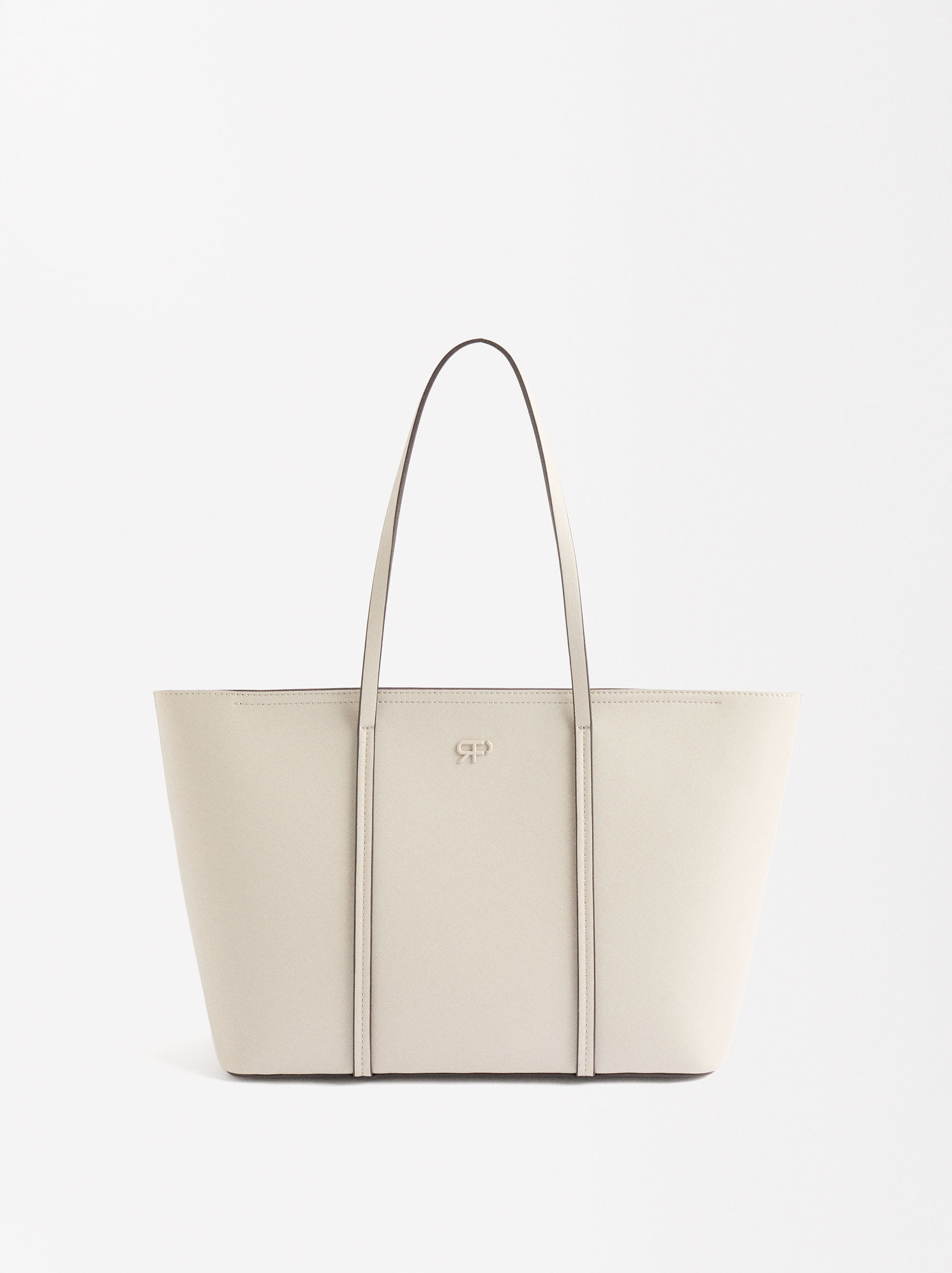 Shopper bag with texture Ecru | Parfois UK