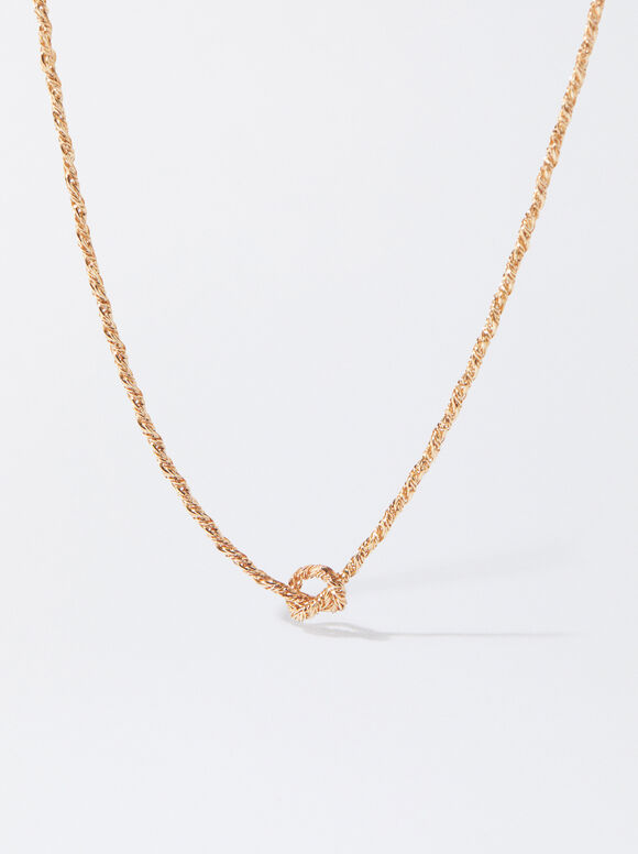 Golden Necklace With Knot, Golden, hi-res
