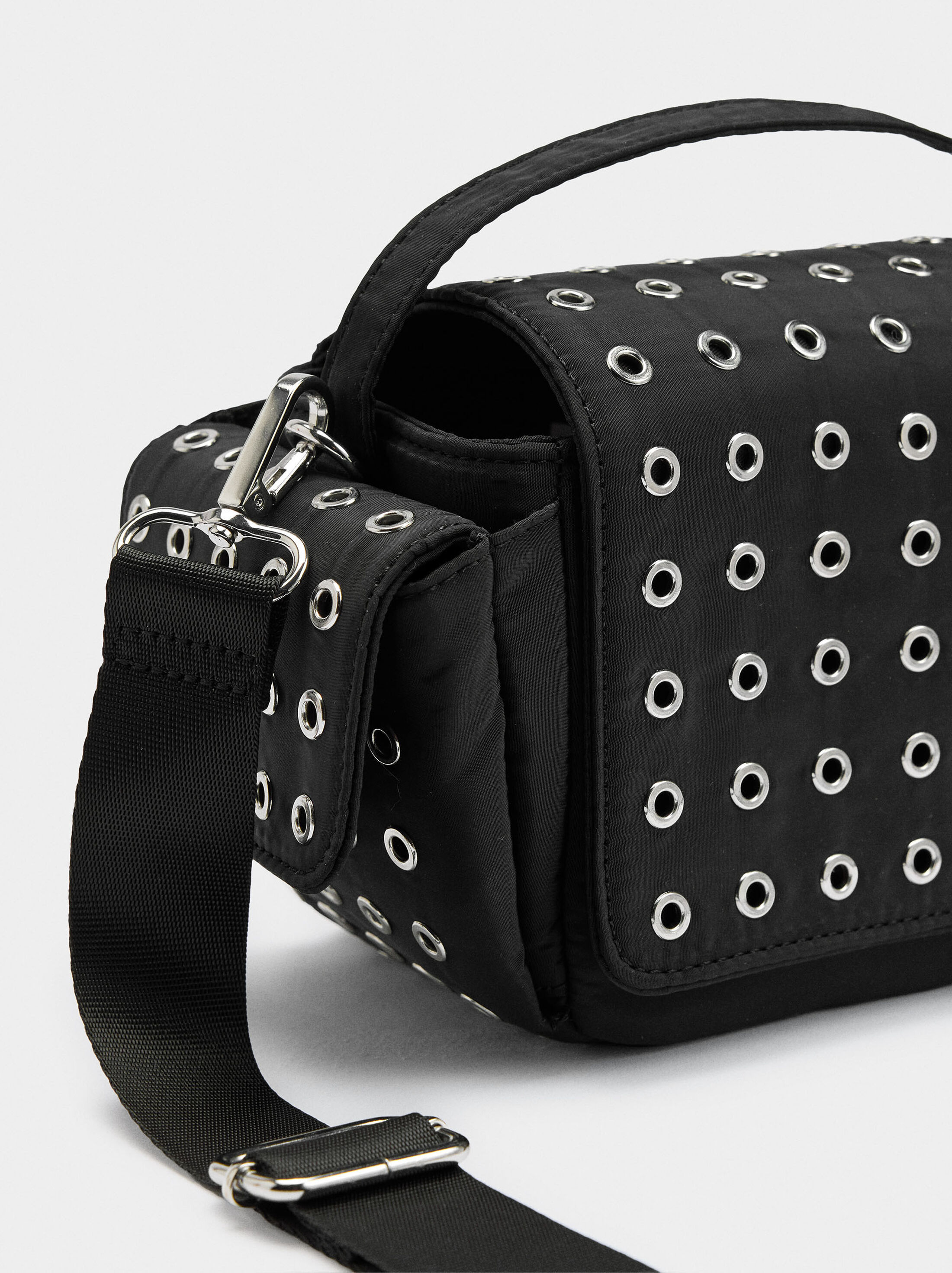 Nylon crossbody bag with studs image number 2.0