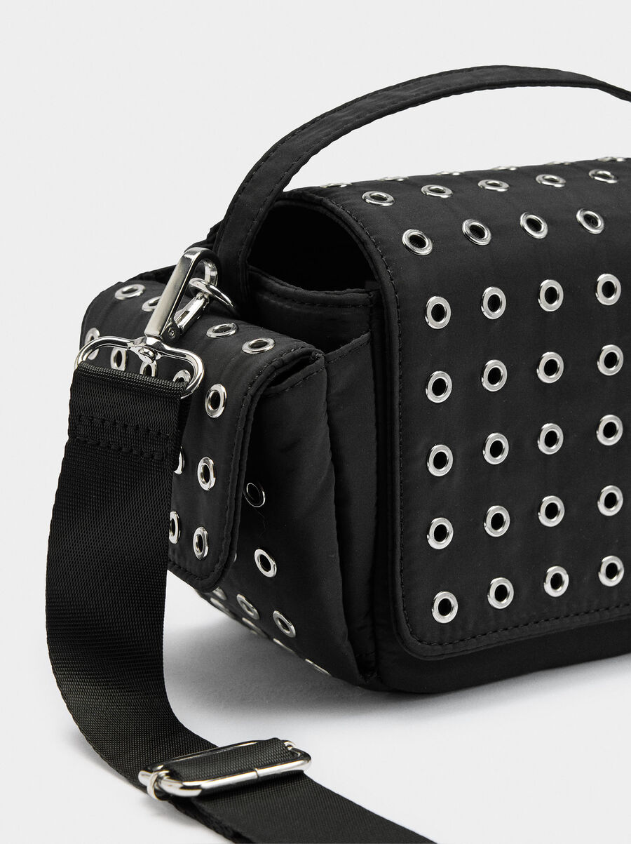 Nylon crossbody bag with studs