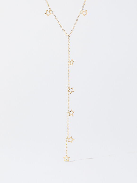 Silver Stainless Steel Necklace With Stars, Golden, hi-res