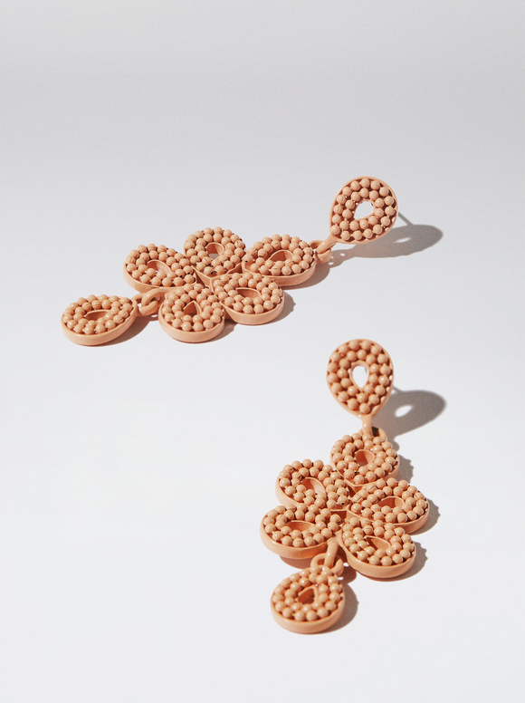 Earrings With Beads, Orange, hi-res