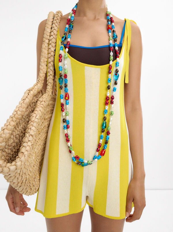 Long necklace with multicolored glass beads
