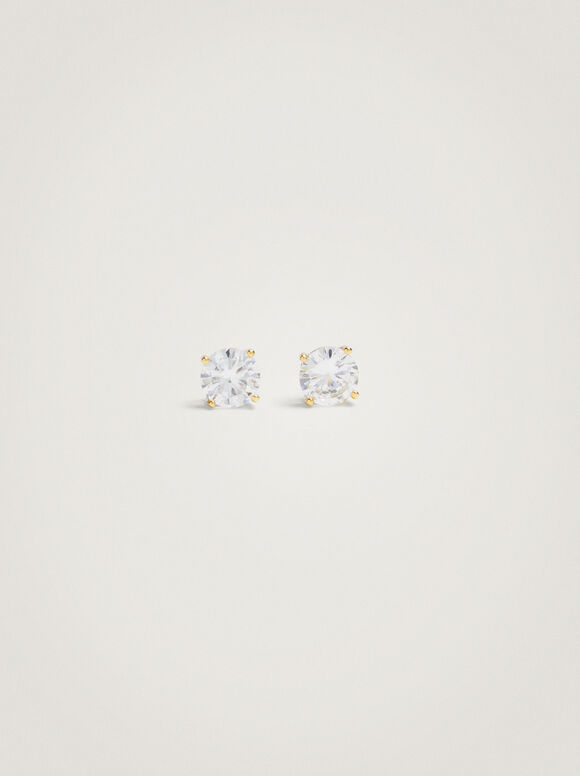 925 Silver Stud Earrings With Zirconia, , hi-res