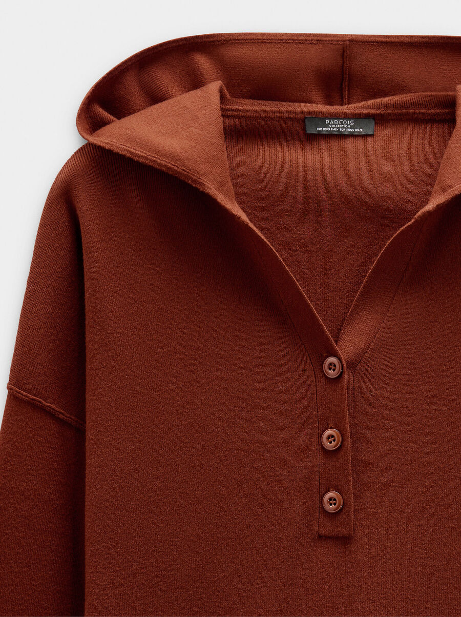 Knit sweater with hood