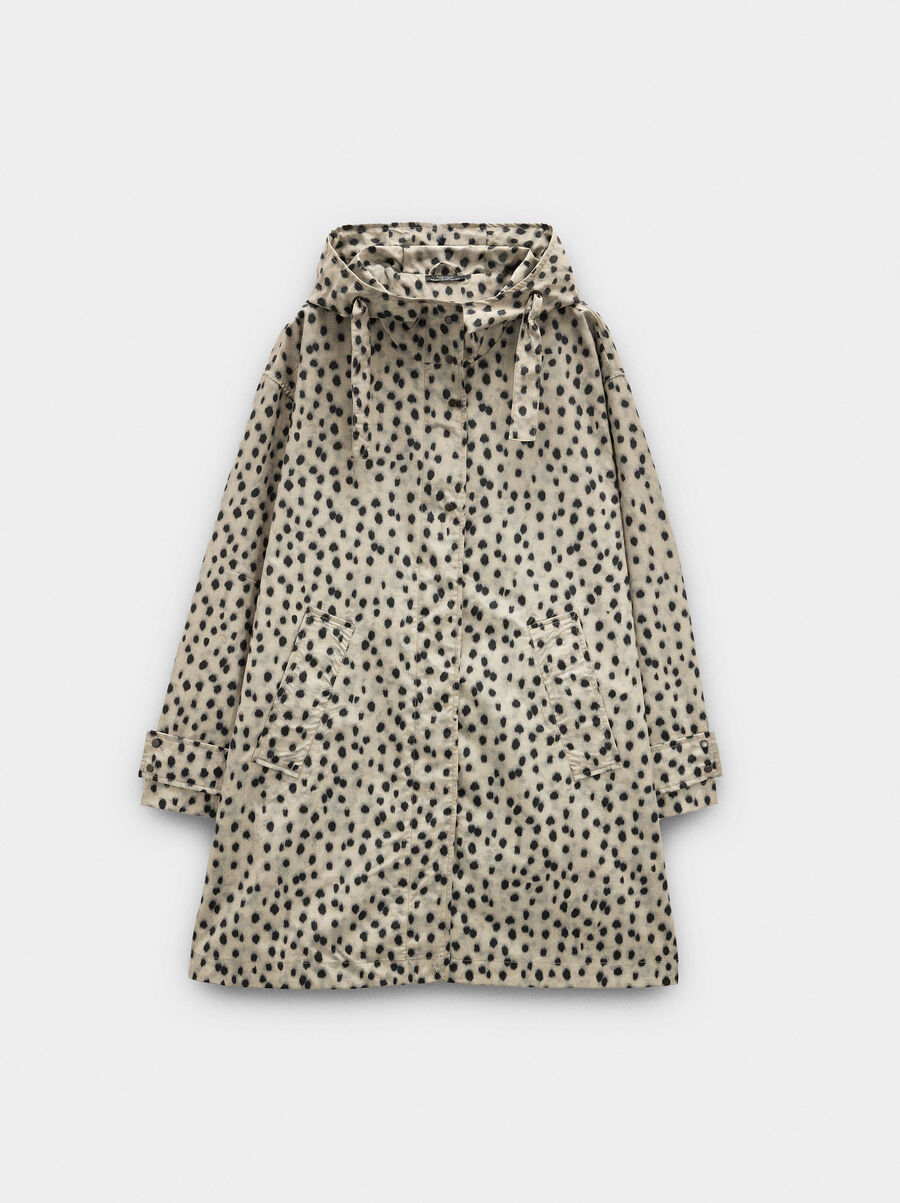 Parka with animal print