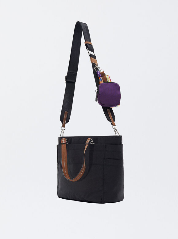 Personalized Nylon Tote Bag, Black, hi-res