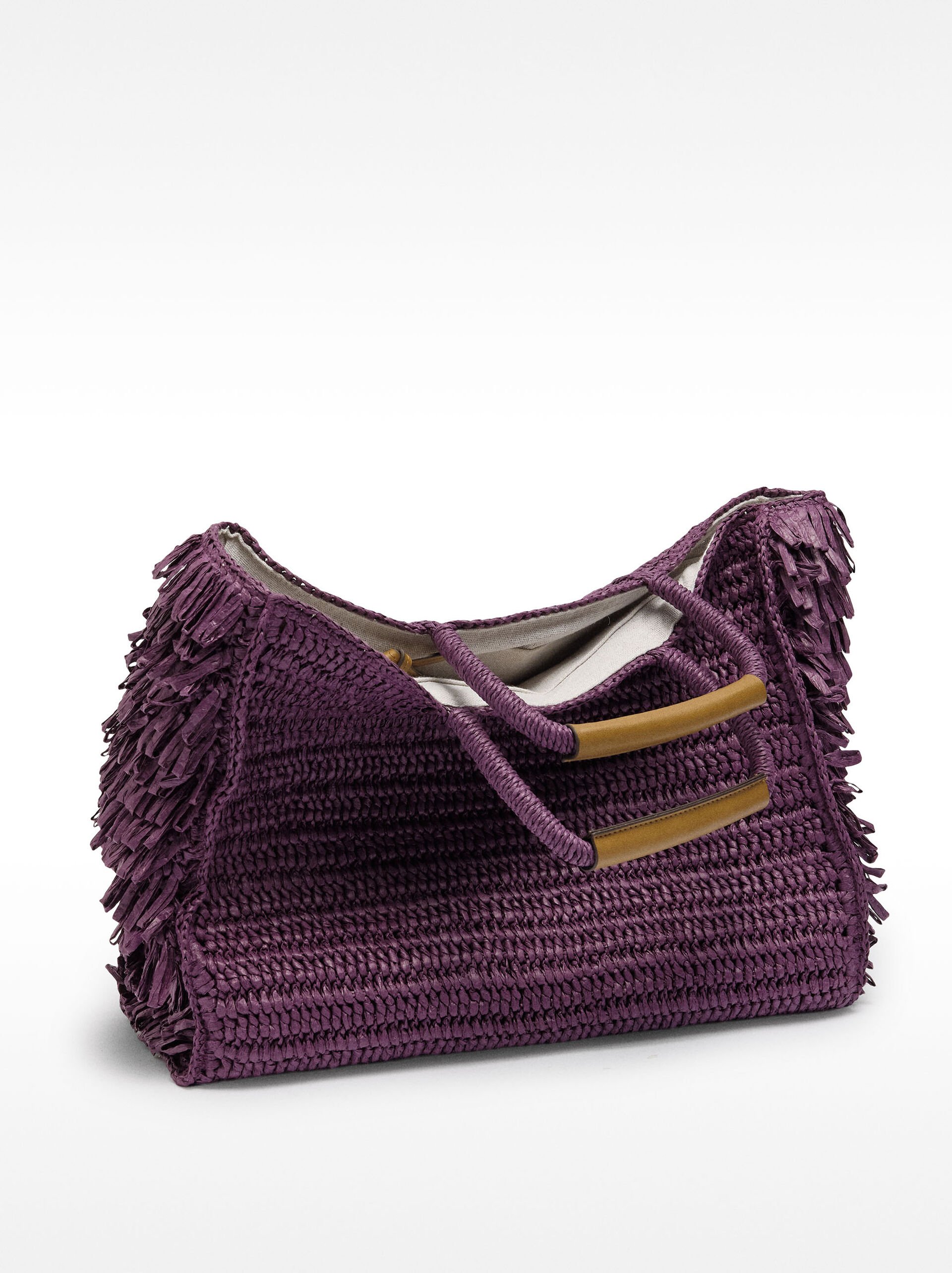 Straw effect shopper bag with fringes image number 5.0