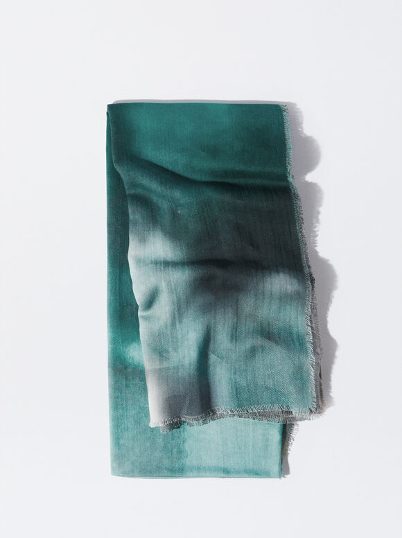 Printed Wool Scarf, Multicolor, hi-res
