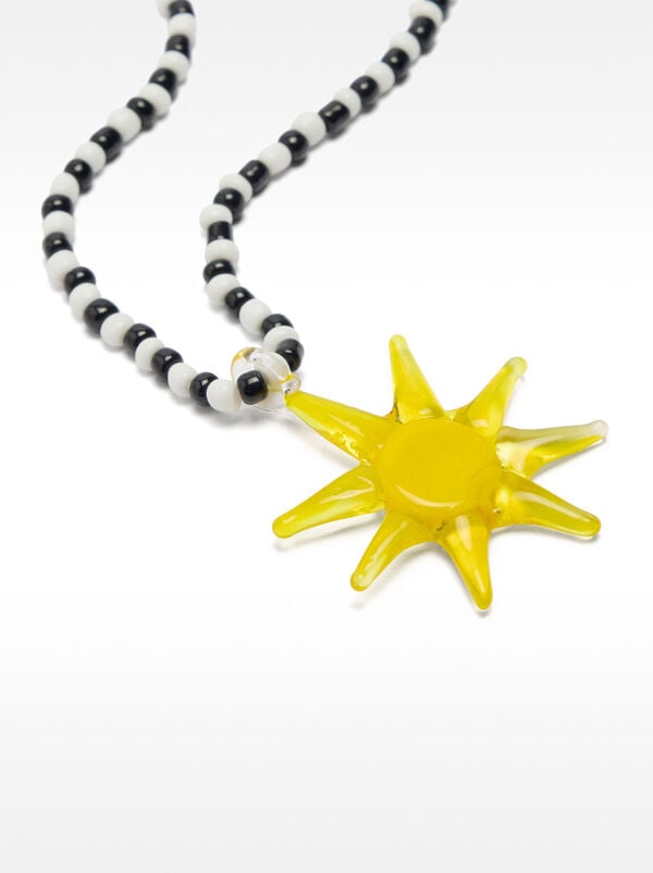 Short beaded sun necklace