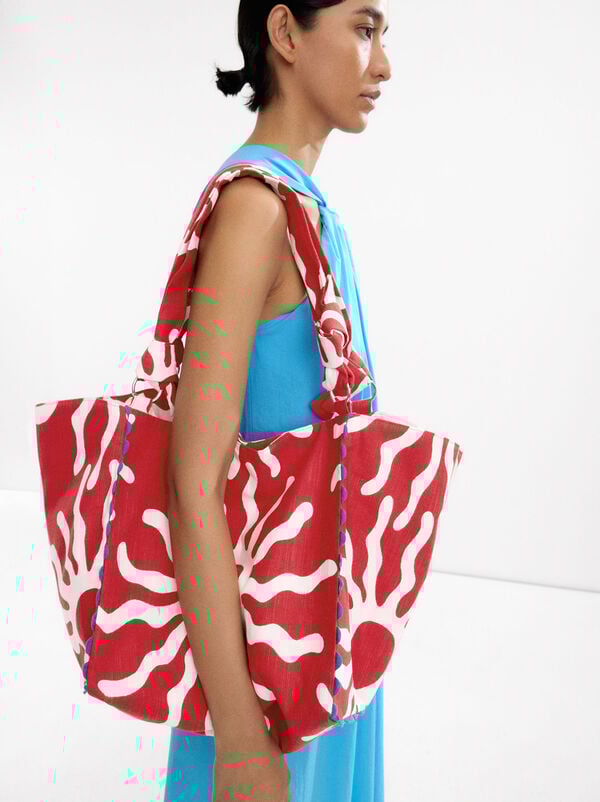 Printed 100% cotton shopper bag