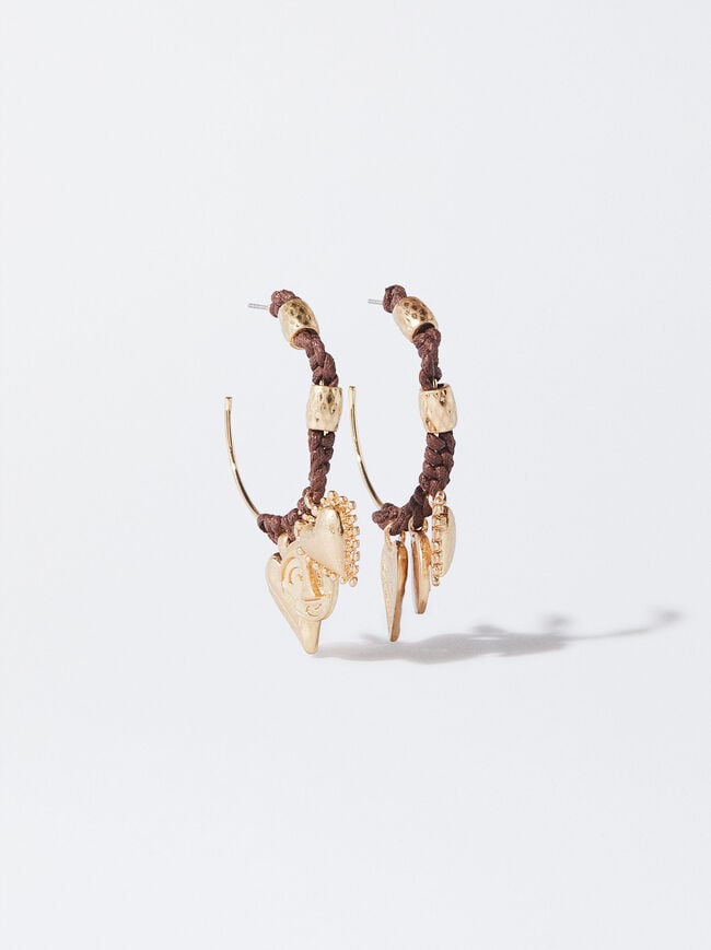 Golden Hoop Earrings With Hearts image number 0.0