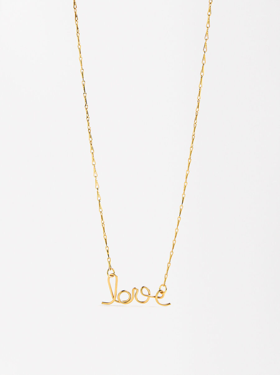 Thin LOVE necklace - stainless steel