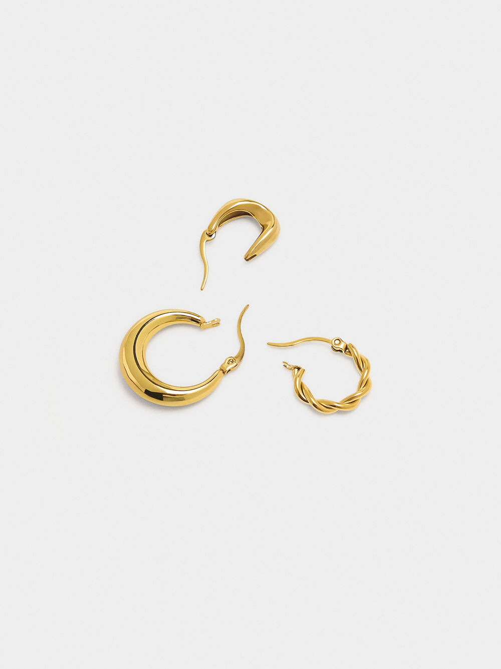 Set of golden hoop earrings - stainless steel
