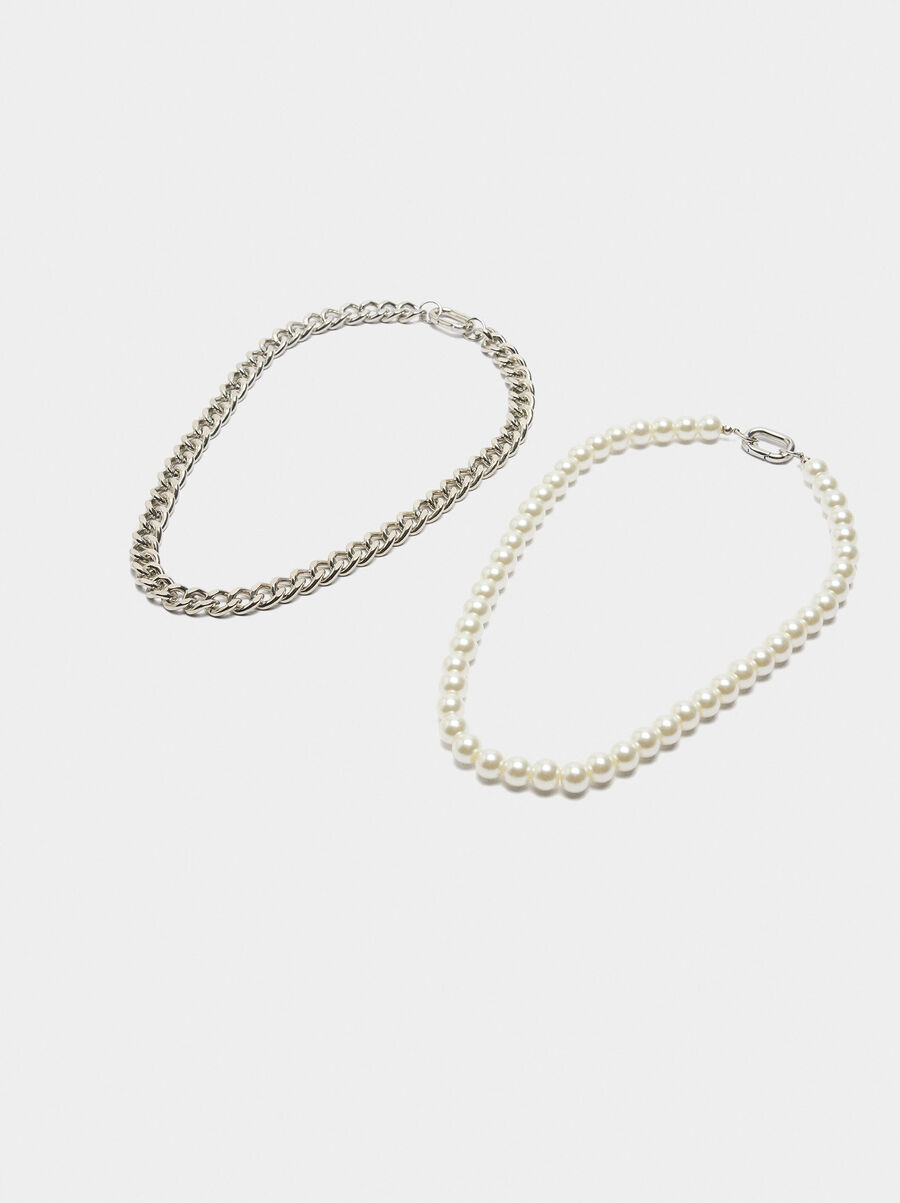 Convertible necklace with links and pearls