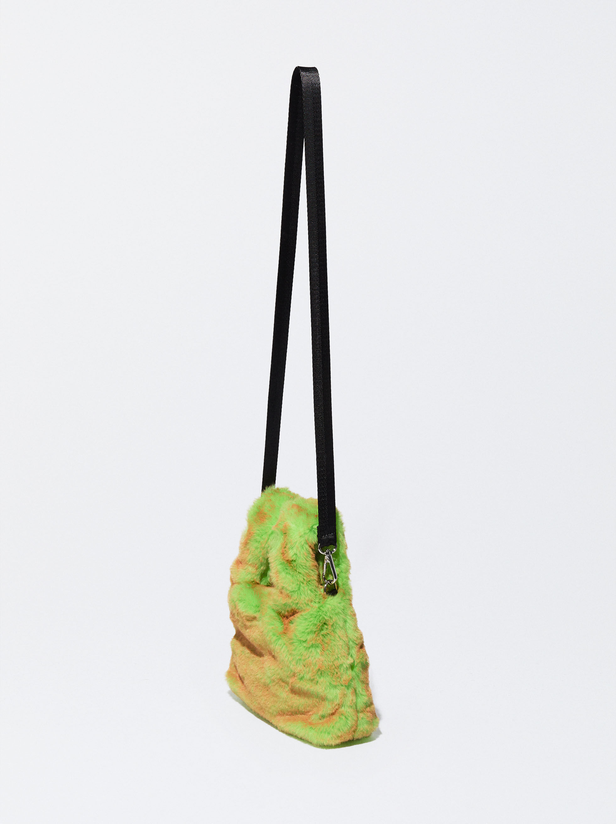 Bolso De Mano Efecto Pelo Verde Parfois